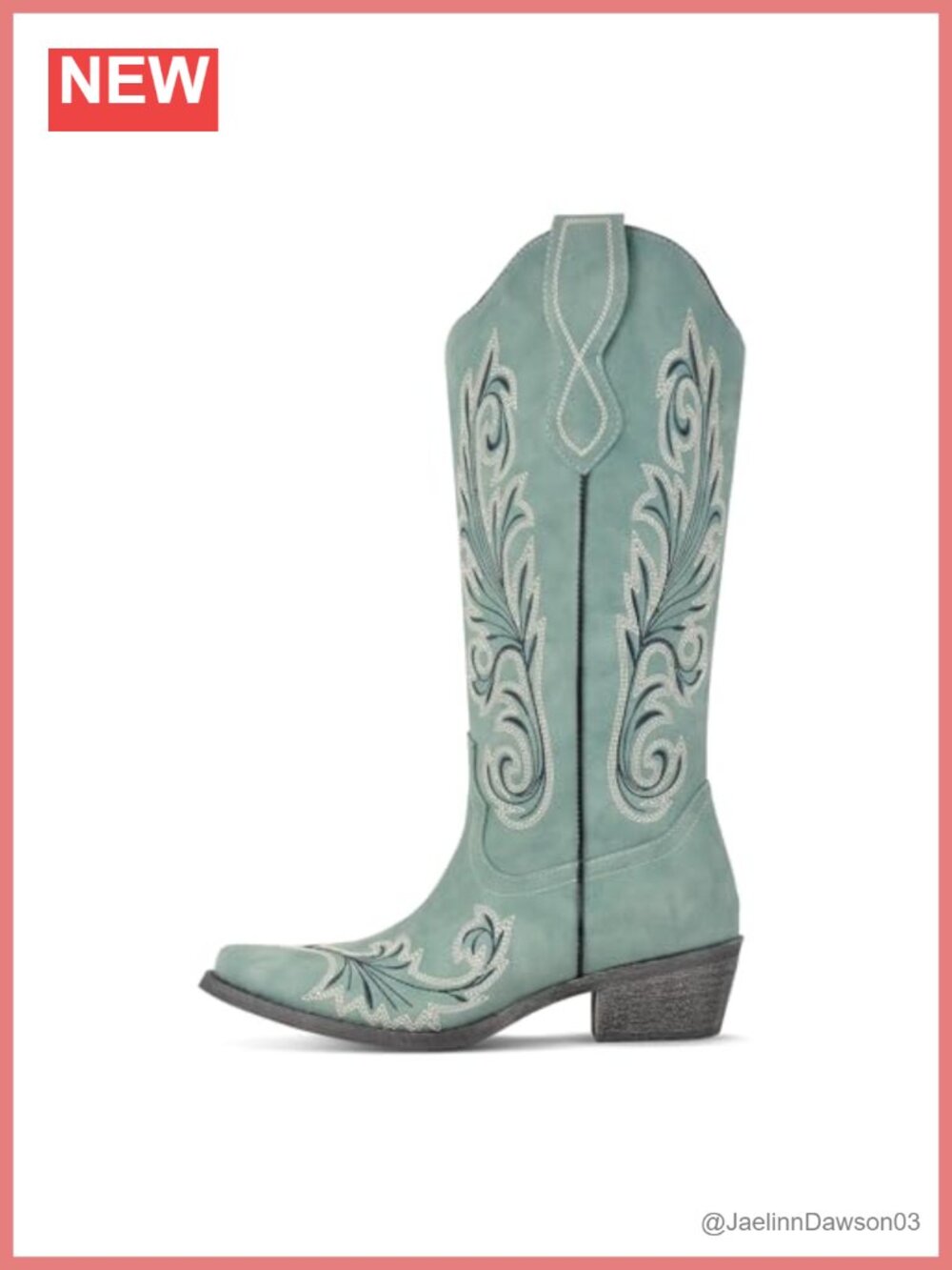 Women's Embroidered Western Cowboy Booties, Pull On Block Heel Knee-High Boots